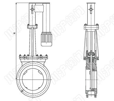 PZ273X、PZ273F、PZ273H、PZ273Y_電液動刀型閘閥結構圖
