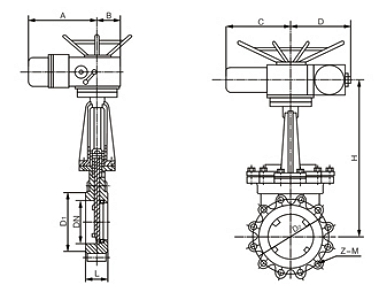 PZ973H、PZ973F、PZ973Y_電動刀閘閥結(jié)構(gòu)圖